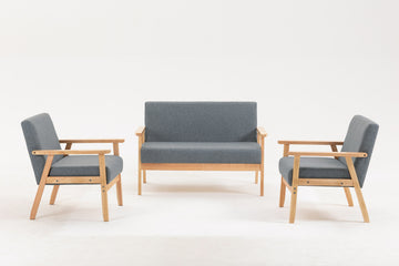 Bahamas Loveseat And 2 Chair Living Room Set Gray Linen