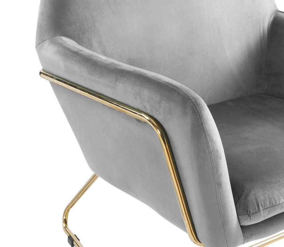 Keira 29.5" Gray Velvet Accent Chair With Metal Base Gray Velvet