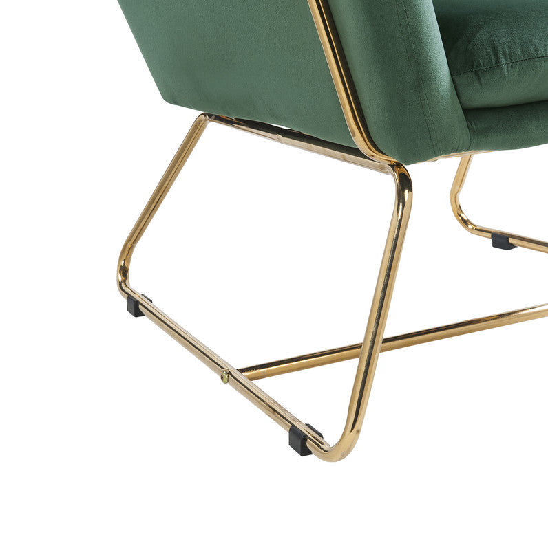 Keira 29.5" Green Velvet Accent Chair With Metal Base Green Velvet