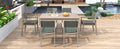 Outdoor Dining Set Patio Dining Table And Chairs With Rattan Backrest And Removable Cushions For Patio And Backyard, White Washed Yes White Washed Water Resistant Frame Water Resistant Cushion Garden & Outdoor Sectional Seating Groups Foam Acacia Wood