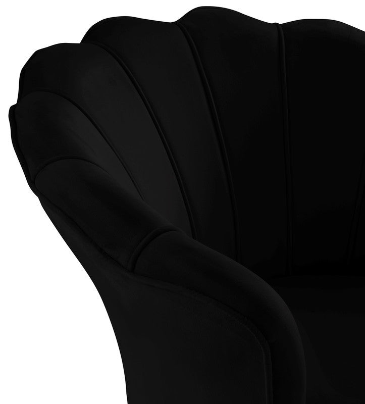 Angelina 34" Black Velvet Soped Back Barrel Accent Chair With Metal Legs Black Velvet