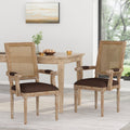 Dining Chair 2Pcs Set Brown Rubber Wood