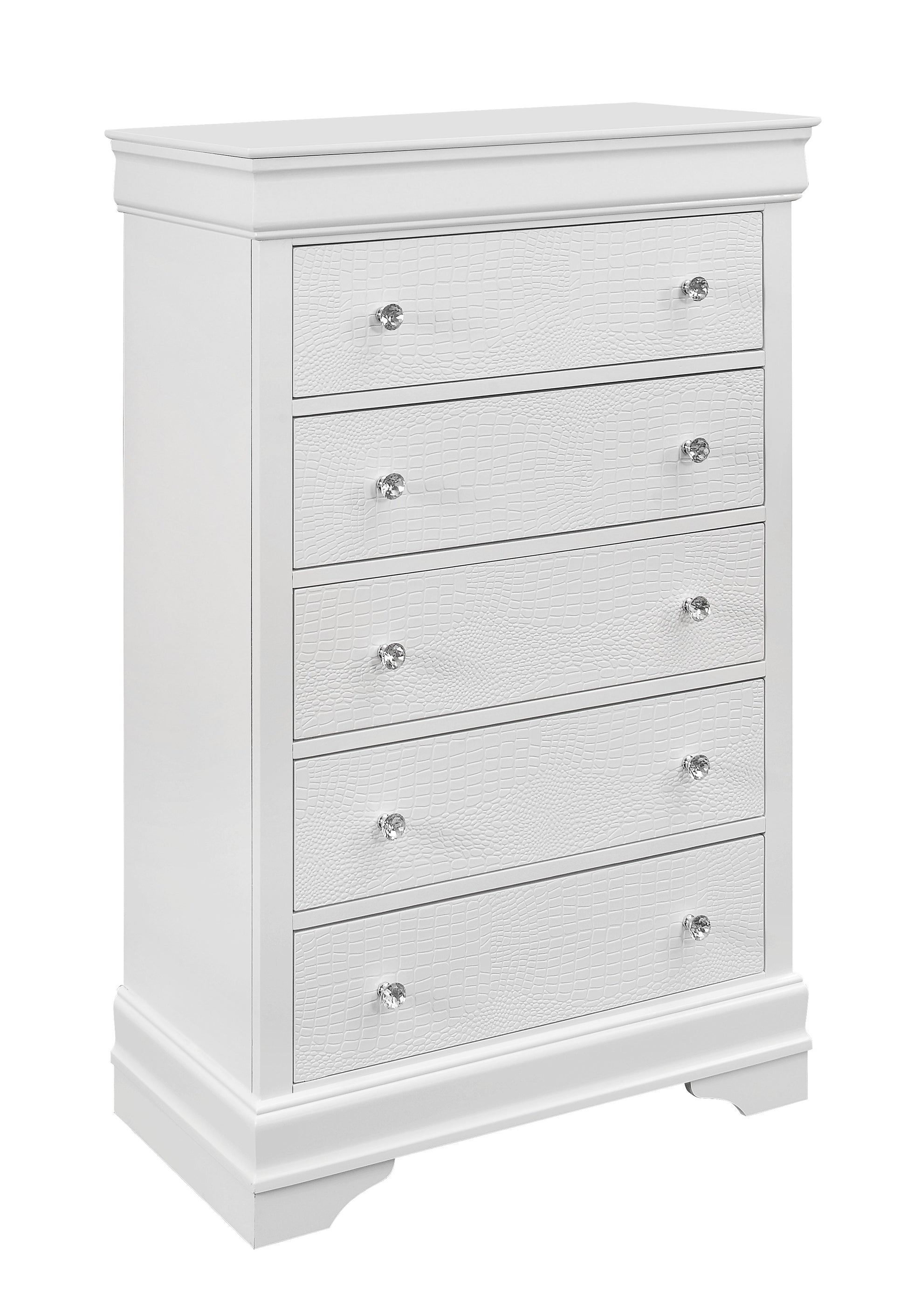 Shaker Crocodile Metallic White Chest White Solid Wood Mdf