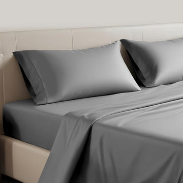 Queen Size 4 Piece Sheet, Lightweight Super Soft Easy Care Microfiber Comfycooling Bedding Sheets With Deep Pocket, Shrinkage And Fade Resistant, Hotel Luxury, Grey Grey Microfiber