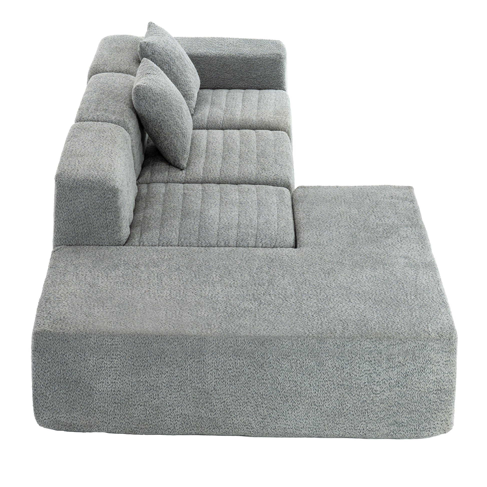 116.5" Sectional Sofa Full Compressed Sofa Couch Free Combined Sofa For Living Room, Grey Grey Foam Polyester 4 Seat