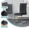 Table And Chair Set. Large Modern Rectangular Table With Glass Top And Silver Metal Legs. Furnished With Soft And Comfortable Pu Chairs With Faux Leather Upholstered Seats And Silver Metal Legs. Black Silver Seats 8 Glass Metal