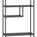 Modern Storage Shelf With 4 Compartments & Metal Legs, Freestanding Organizer,Book Shelves Display Shelves For Living Room, Bedroom, Home Office 4 Black Standard Primary Living Space Open Back Metal
