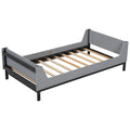 Twin Bed With Headboard, Footboard, Safeguards, Built In Bed End Book Storage Rack ,Grey Twin Grey American Design Pine