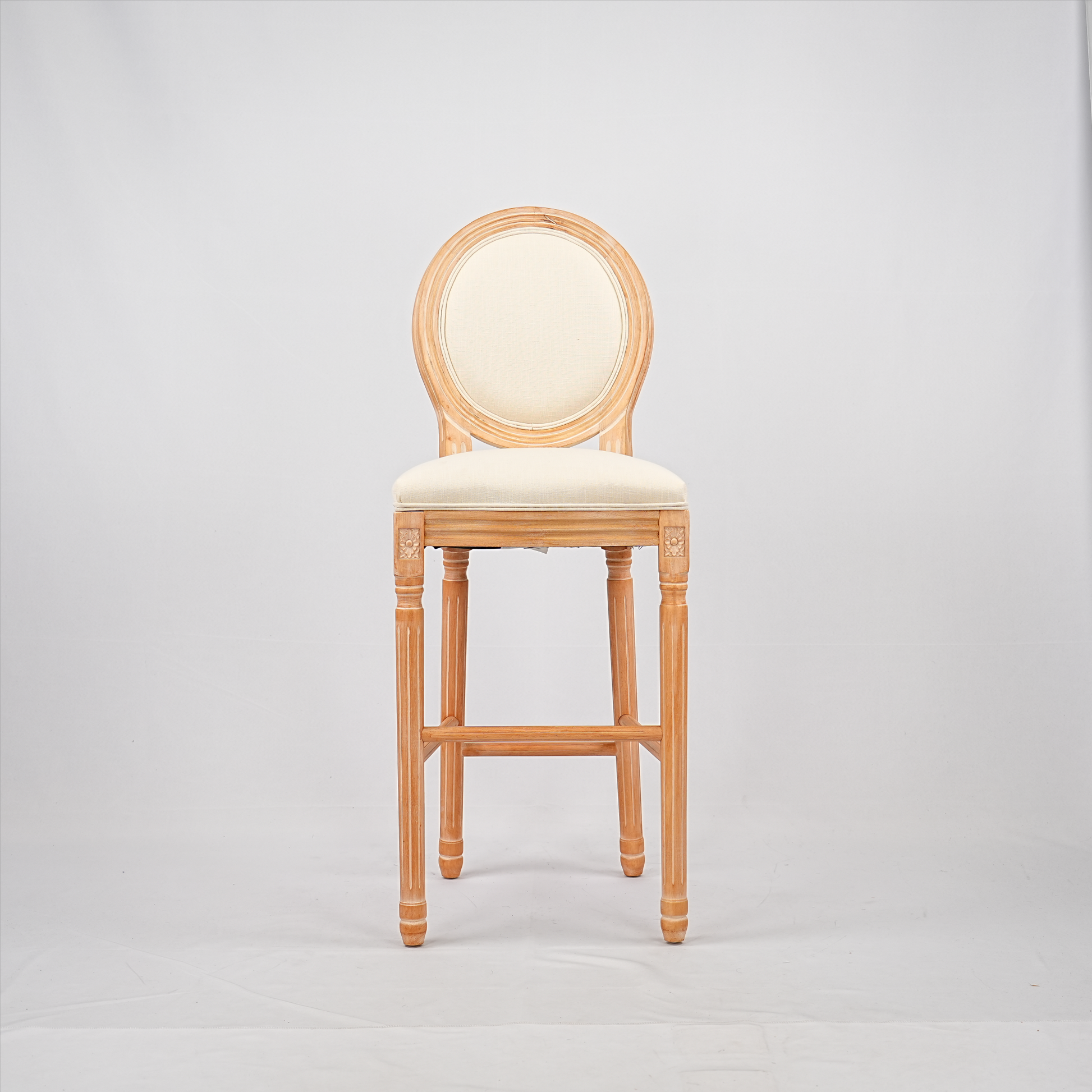 Hengming French Country Wooden Barstools With Upholstered Seatingbeige And Natural,Set Of 2 Beige Foam Fabric