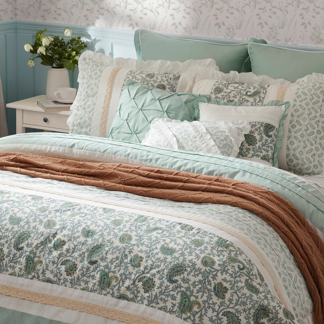 9 Piece Cotton Percale Comforter Set Aqua King King Aqua Polyester