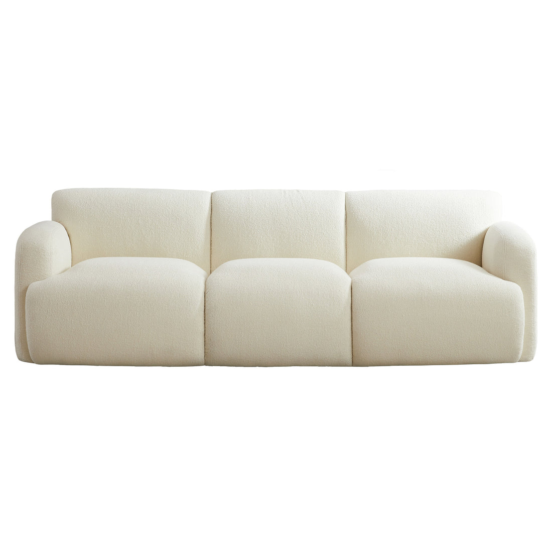 Simone Sofa Cream Boucle Cream,White Wood Mid Century Modern Boucle,Solid Wood 3 Seat