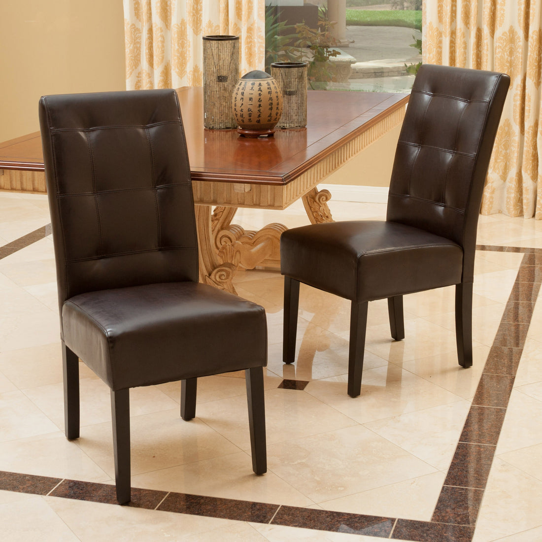 Haynes Kd Dining Chair V2 2Pcs Set Brown Bonded Leather