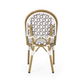 French Bistro Chair White Gray Rattan