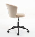 Home Office Chair, Velvet Fabric Swivel Flower Shape Computer Desk Chair For Home Office Or Bedroom Camel Foam Polyester Blend