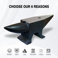 22Lbs Cast Steel Anvil, High Hardness Rugged Round Horn Anvil Blacksmith, Large Countertop And Stable Base, With Round And Square Hole, Metalsmith Tool For Bending And Shaping Black Carbon Steel