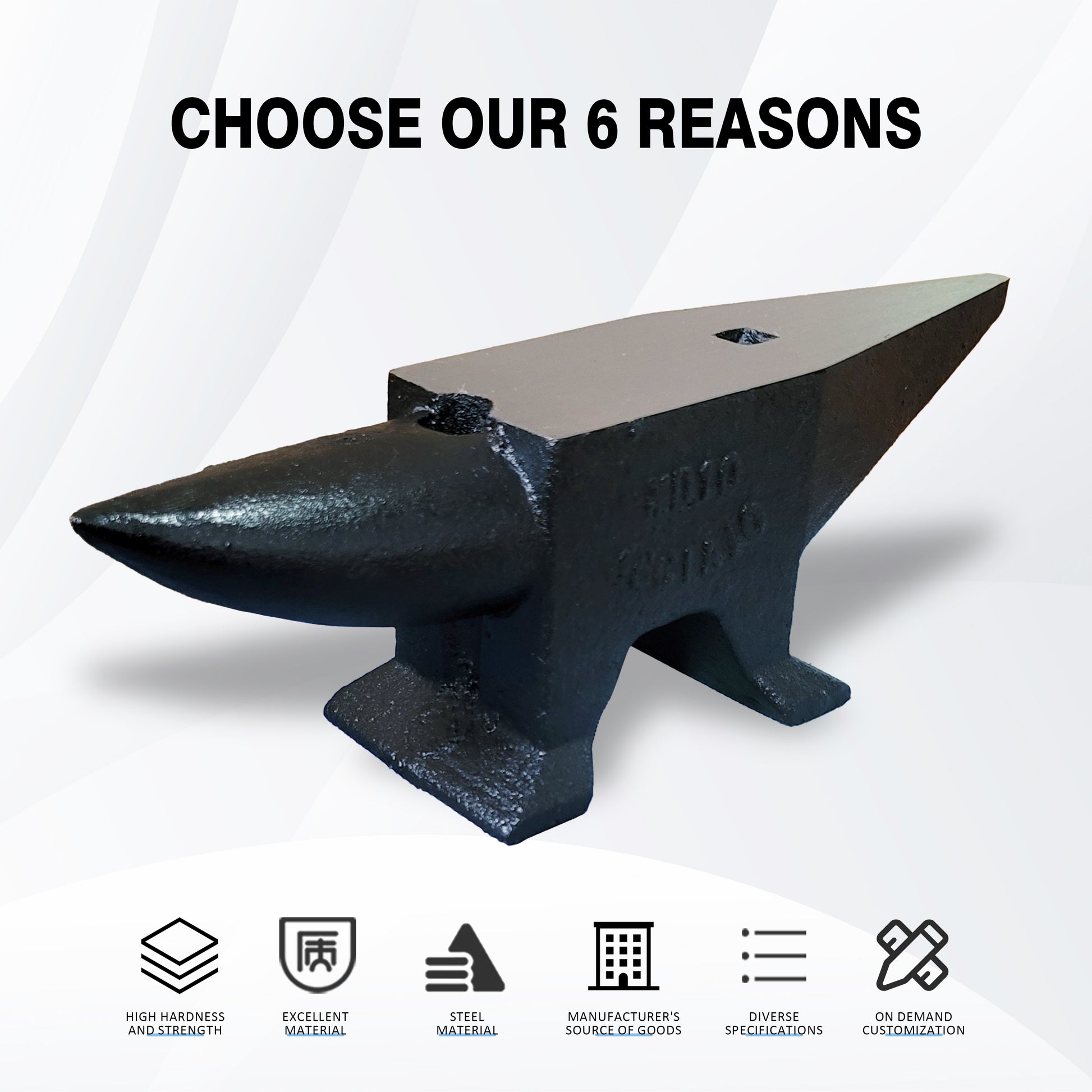 22Lbs Cast Steel Anvil, High Hardness Rugged Round Horn Anvil Blacksmith, Large Countertop And Stable Base, With Round And Square Hole, Metalsmith Tool For Bending And Shaping Black Carbon Steel