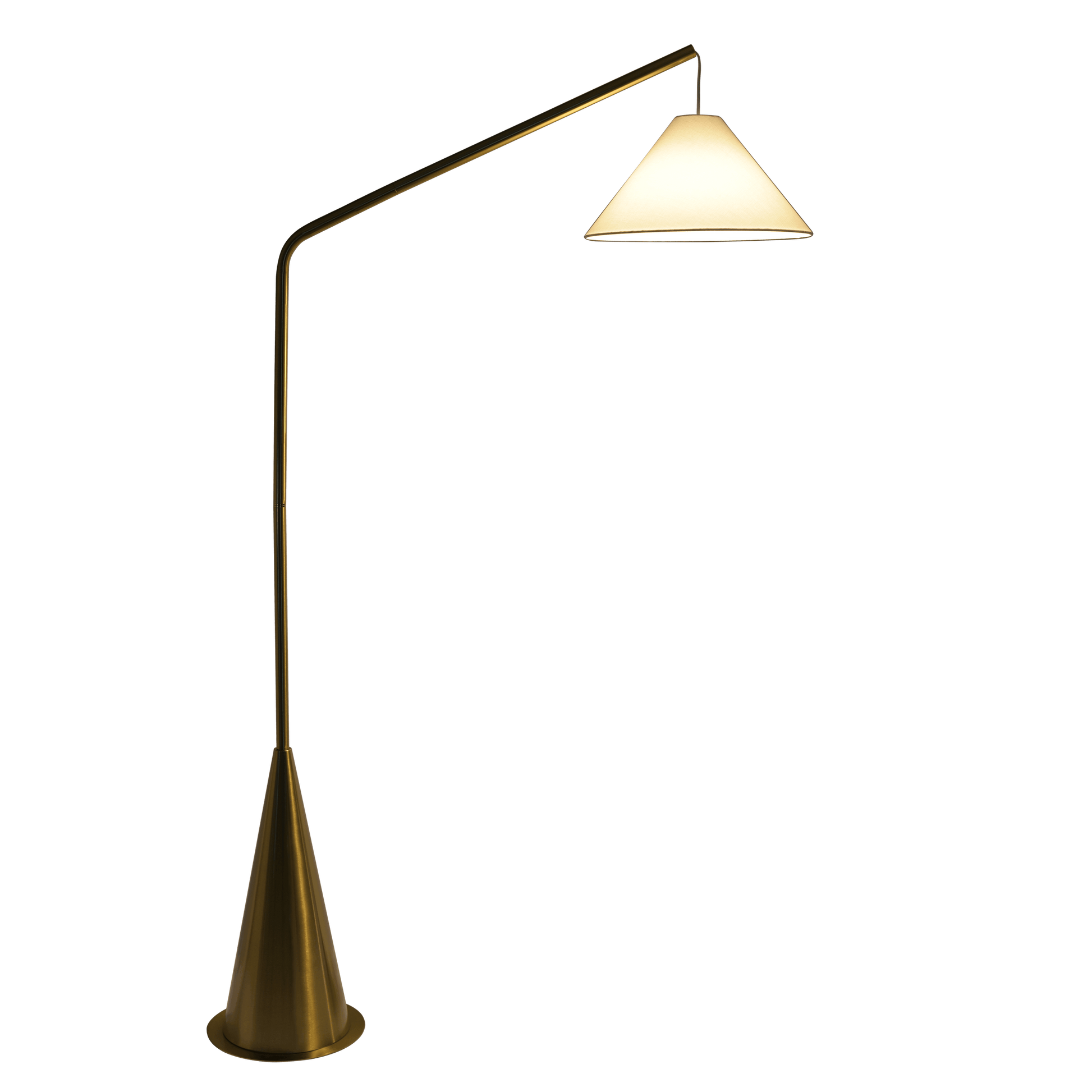 Lisbon Floor Lamp With On Off Switch Coned Base Hanging White Fabric Shade Antique Brass,White Table&Floor Lamps Brass,Fabric