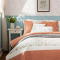 6 Piece Cotton Percale Quilt Set With Throw Pillows Coral King Cal King King Coral Polyester