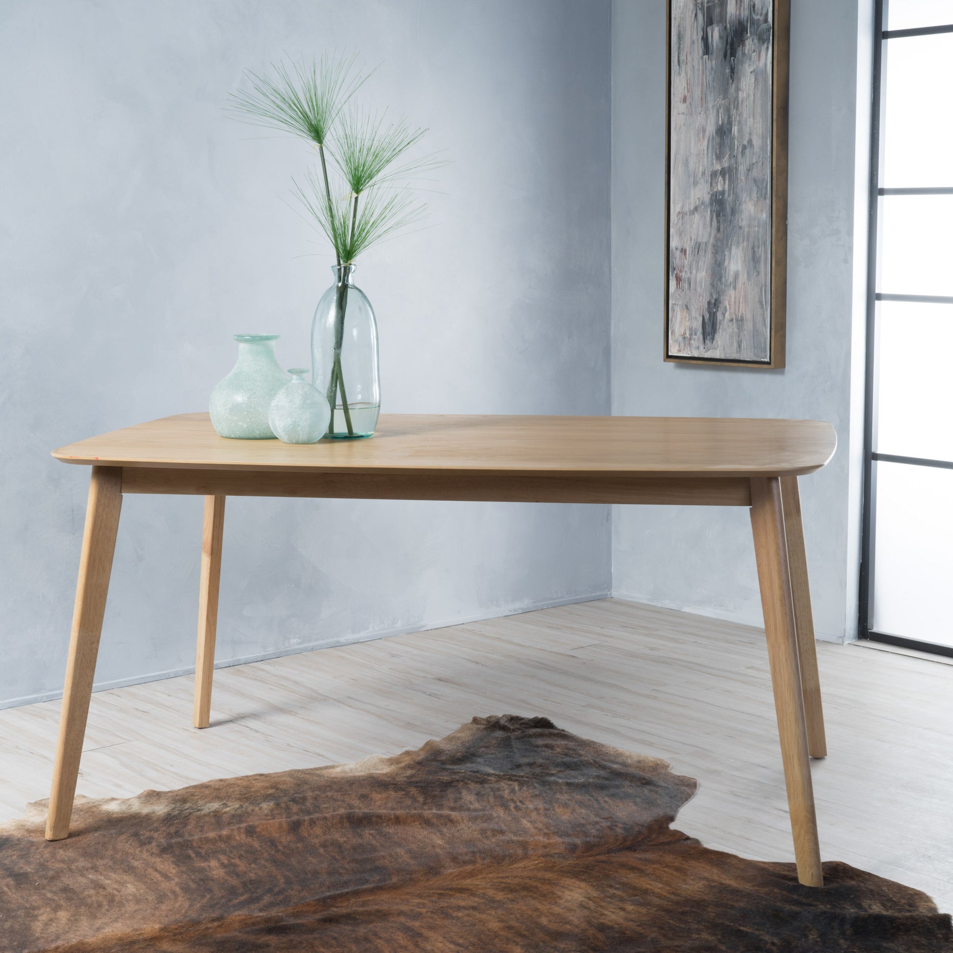 Dining Table Walnut Solid Wood Mdf