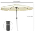 Outsunny 9Ft Patio Umbrella With Push Button Tilt And Crank, Ruffled Outdoor Market Table Umbrella With Tassles And 8 Ribs, For Garden, Deck, Pool, Cream White Cream White Polyester