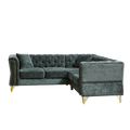 81.5 Inch Chenille Corner Sofal Shaped Sectional Couch, 5 Seater Corner Sofas With 3 Cushions For Living Room, Bedroom, Apartment, Office Green Foam Chenille 5 Seat