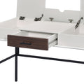 Verster Natural & Black Finish Writing Desk W Usb Black,Natural Metal,Synthetic Wood