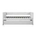 1Pc Daybed With Trundle Gray Fabric Upholstery Wooden Frame Modern Home Furniture Box Spring Not Required Gray Wood Primary Living Space Modern,Transitional Polyester Engineered Wood,Wood