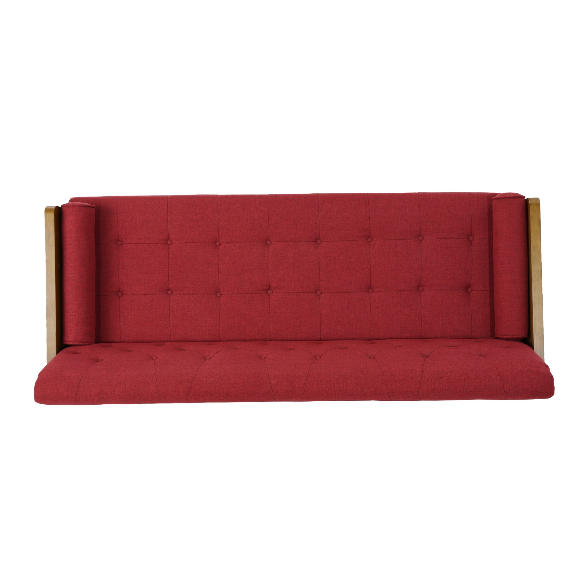 Aidan Mid Century Modern Tufted Fabric Sofa Red Fabric