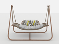 Hammock Swing Chair With Stand For Indoor,Outdoor, Anti Rust Wood Colored Frame 570 Lbs Capacity With Cushion Oversized Double Hammock Chair For Patio Balcony Bedroom Ban On Old W1132P155978 Gold Brown Rattan Metal