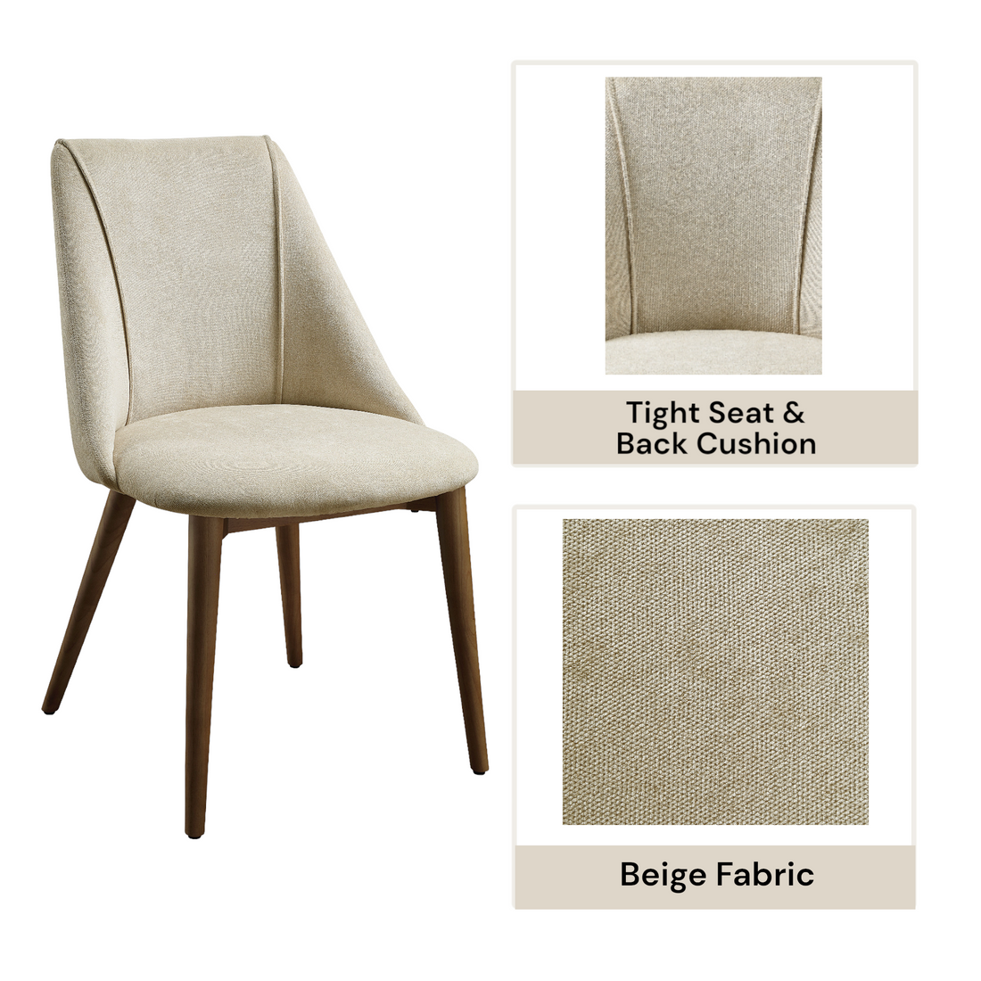 Willene Polished Microfiber Beige Side Chair Set Of 2 Beige Synthetic Wood