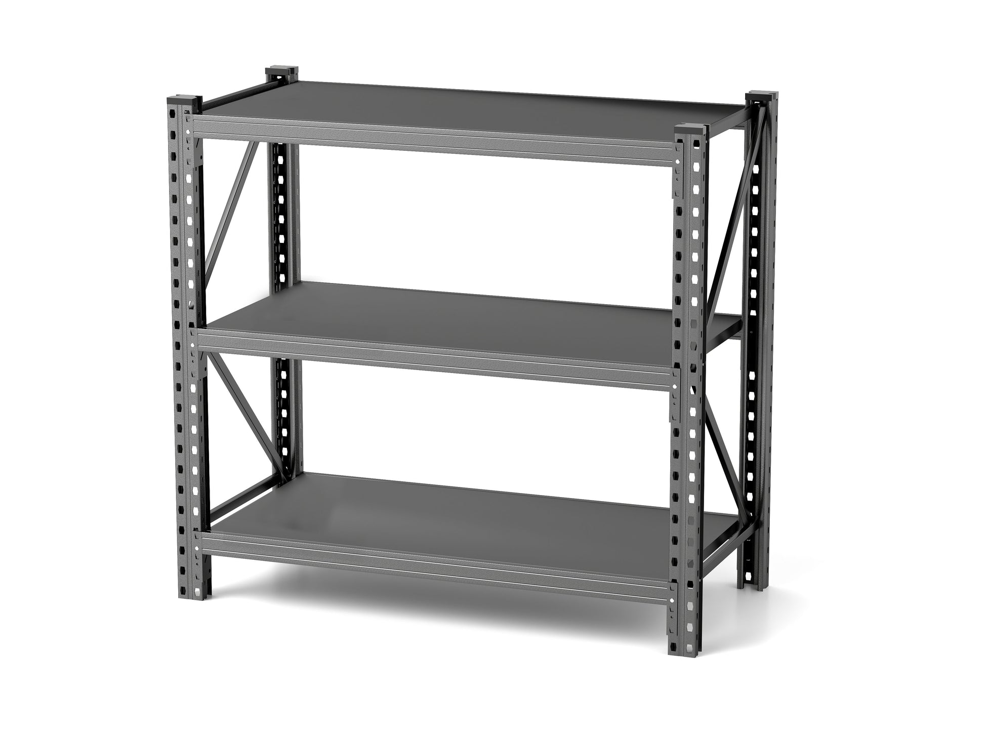 3 Tier Industrial Shelving Rack 47In, Heavy Duty Steel Shelving Unit Adjustable, 51.2" W*23.6" D*47.3"H, Black, Requires Assembly 3 Black Standard Vertical Primary Living Space Open Back Metal