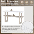 Retro Elegant Console Table With Marble Effect Top And Versatile Storage Solutions For Entryway And Living Room Gray Wash Gray Wash Solid Wood Mdf