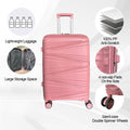 Hard Shell Luggage, 3 Piece Set, With Tsa Lock, 20 Inches 24 Inches 28 Inches Rose Gold Polypropylene