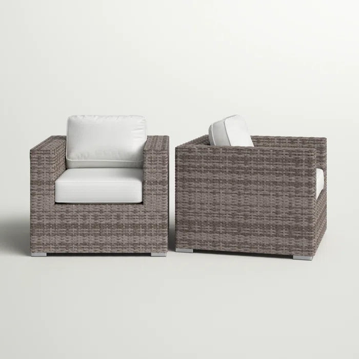 Grade Club Fully Assembled Patio Chair With Sunbrella Cushions Stylish And Durable Outdoor Seating For Ultimate Comfort Grey Mix,White Wicker