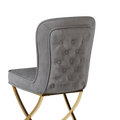 Dining Chair Set Of 2, Grey Velvet Backrest And Golden Metal Legs.For Modern Kitchen Dining Room Chair For Kitchen Living Modern Decorative Leisure Chairs Office Chairs Grey Dining Room Modern Foam Velvet