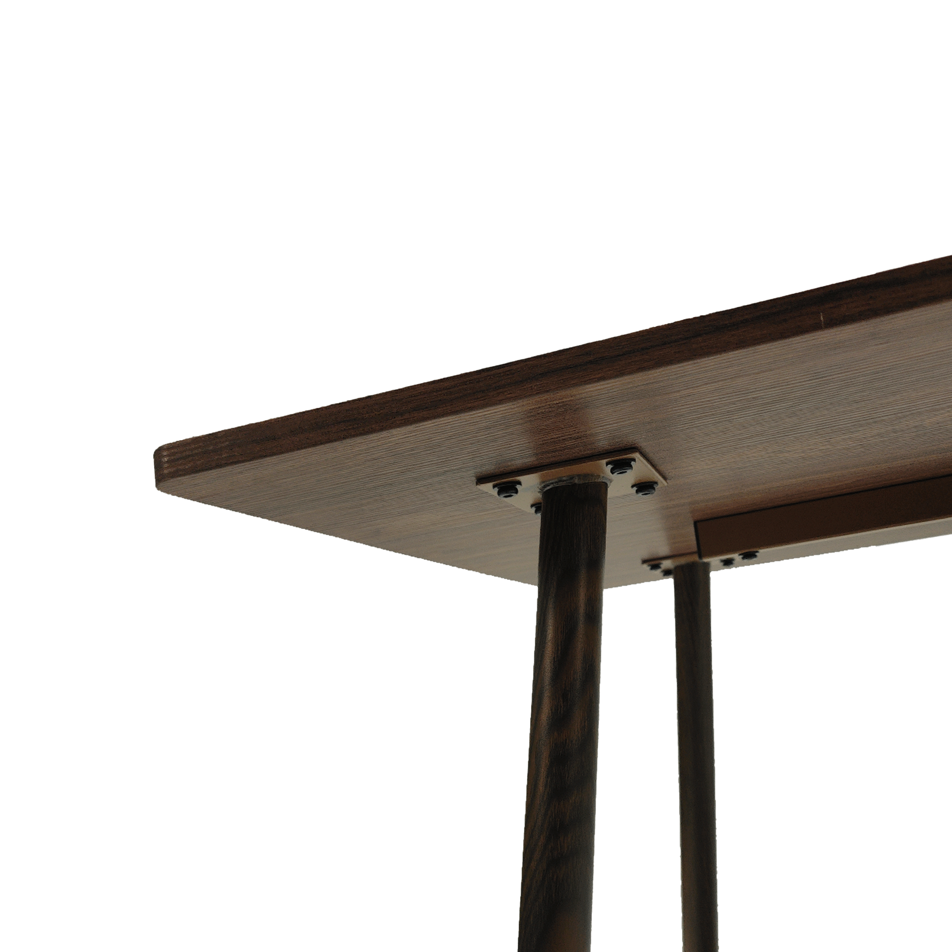 Modern Minimalist Mdf Desktop, Walnut Color Metal Legs, Small Sized Dining Table, Computer Desk, Office Desk, Kitchen Table, For 6 Seat.Suitable For Kitchen, Dining Room, Living Room Walnut Seats 4 Kitchen Round Mdf