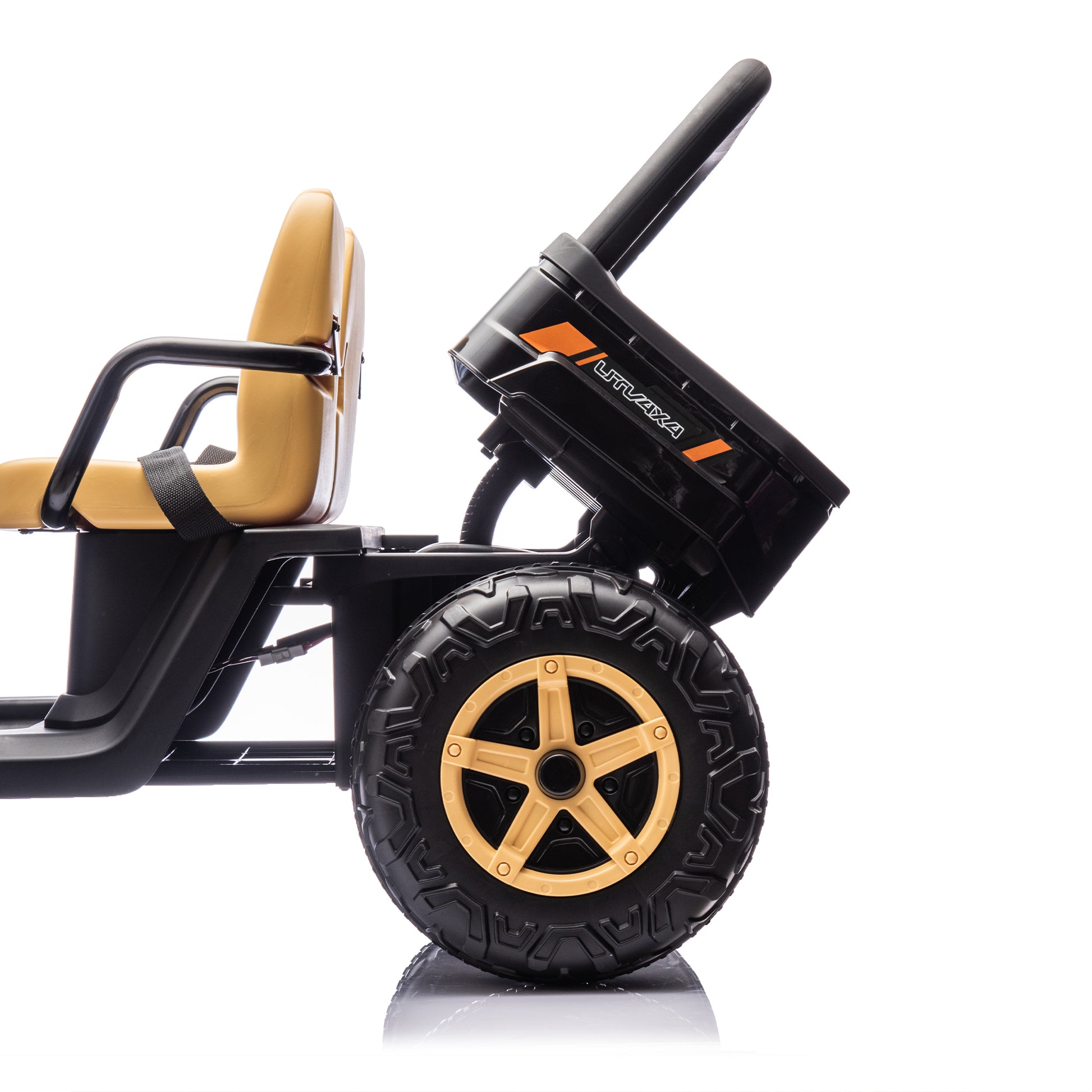 24V Xxxl Kids Ride On Utv W Parents Remote Control,Two Seater,Automatic Tipping Bucket,Rear Wheel Suspension,Slow Start,Portable Handle,Safety Belt,Led Light,Usb,Mp3,Bluetooth,Horn For Kids Aged 3 8. Black 50 99 Lbs Polypropylene