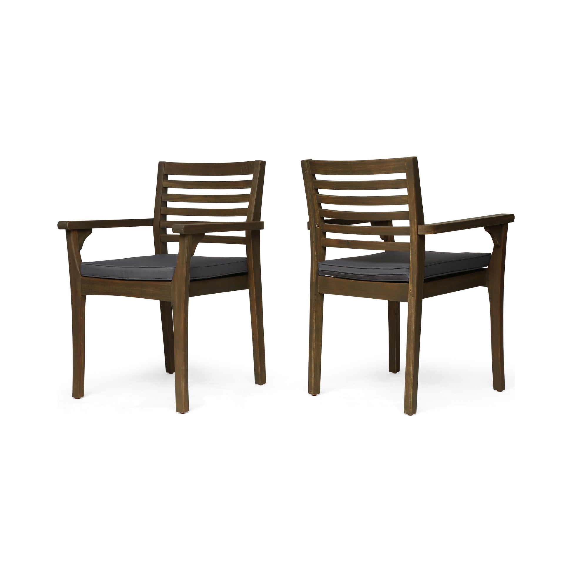 Emerson Dining Chair,Set Of 2 Dark Grey Acacia Wood