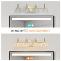 Modern Crystal Bathroom Vanity Light, 4 Light Golden Wall Sconce With Clear Glass Shade, Elegant Wall Mount Lighting For Bathroom, Powder Room, Or Vanity Mirror No Bulbs Golden Crystal Iron