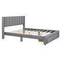 Queen Size Storage Bed Velvet Upholstered Platform Bed With A Big Drawer Gray Old Sku:Wf296854Aae Queen Gray Velvet