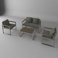 Aluminum And Rattan Modern 4 Piece Sofa Seating Group For Patio Garden Outdoor Yes Complete Patio Set Gray Silver Mildew Resistant Frame Fade Resistant Cushion Garden & Outdoor Modern Complete Patio Sets Aluminium Aluminium