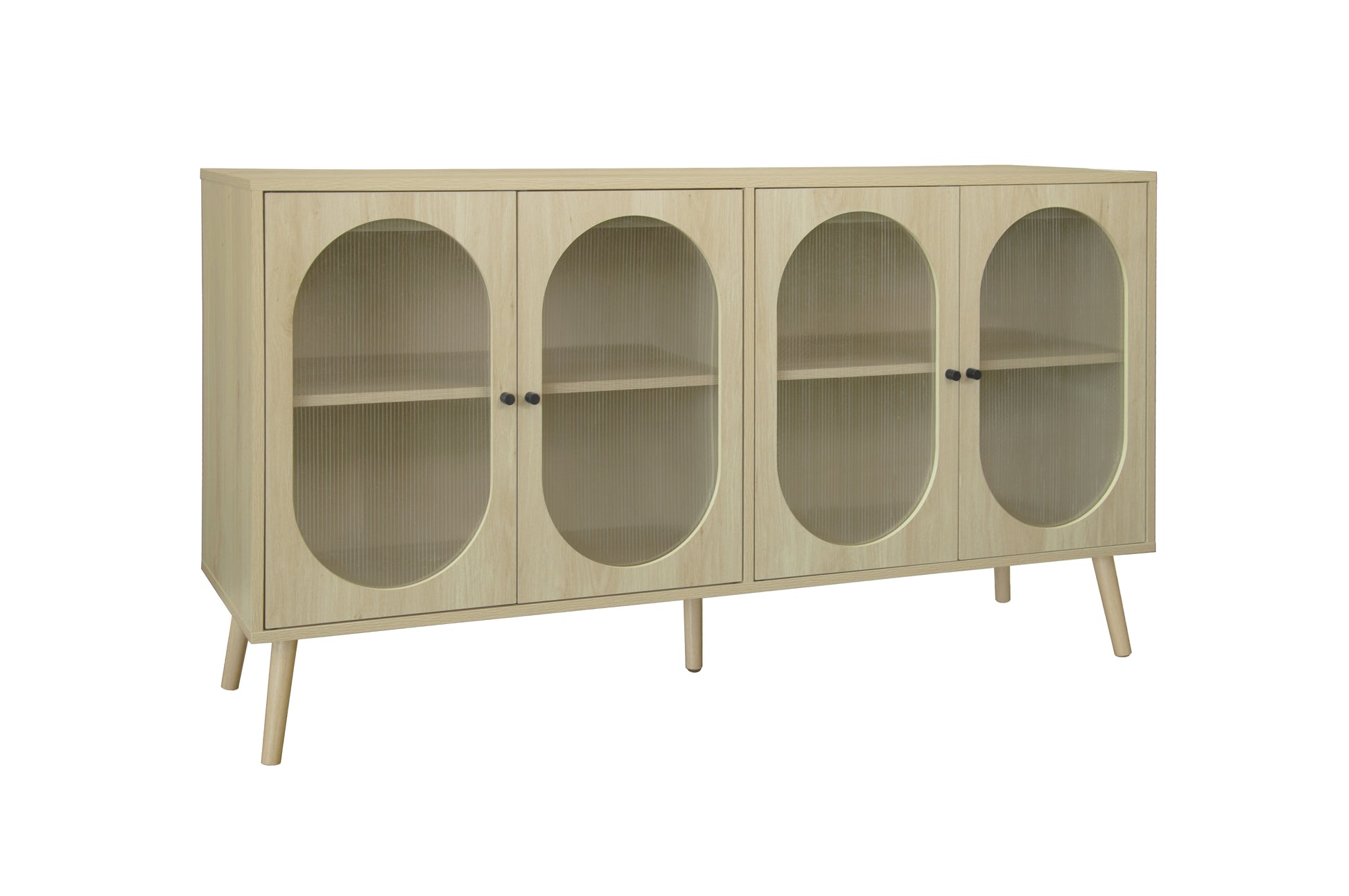 4 Door Cabinet, Sideboard Accent Cabinet, Storage Cabinet For Living Room, Hallway Entryway Kitchen Natural Wood Mdf