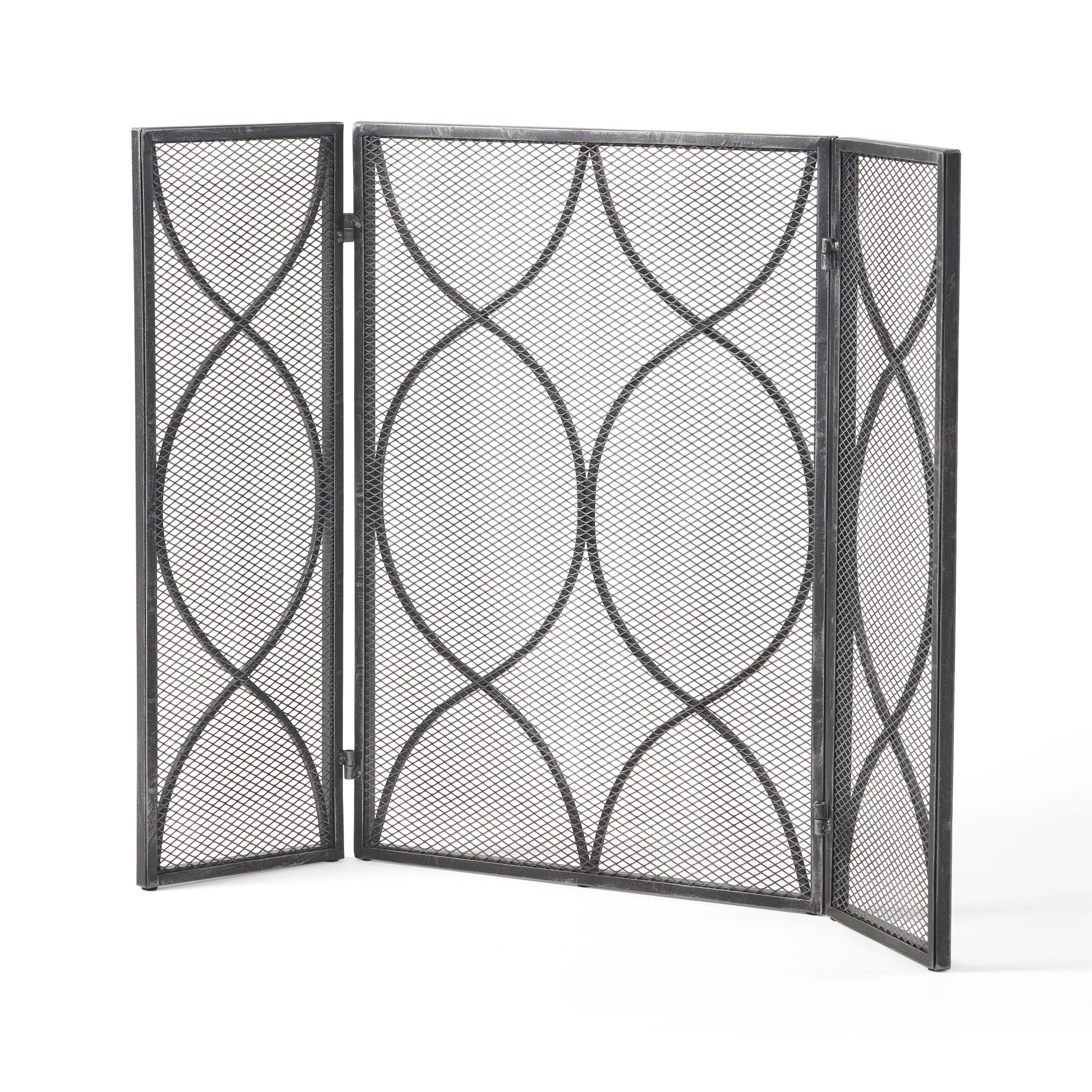 Fire Screen Black Silver Iron