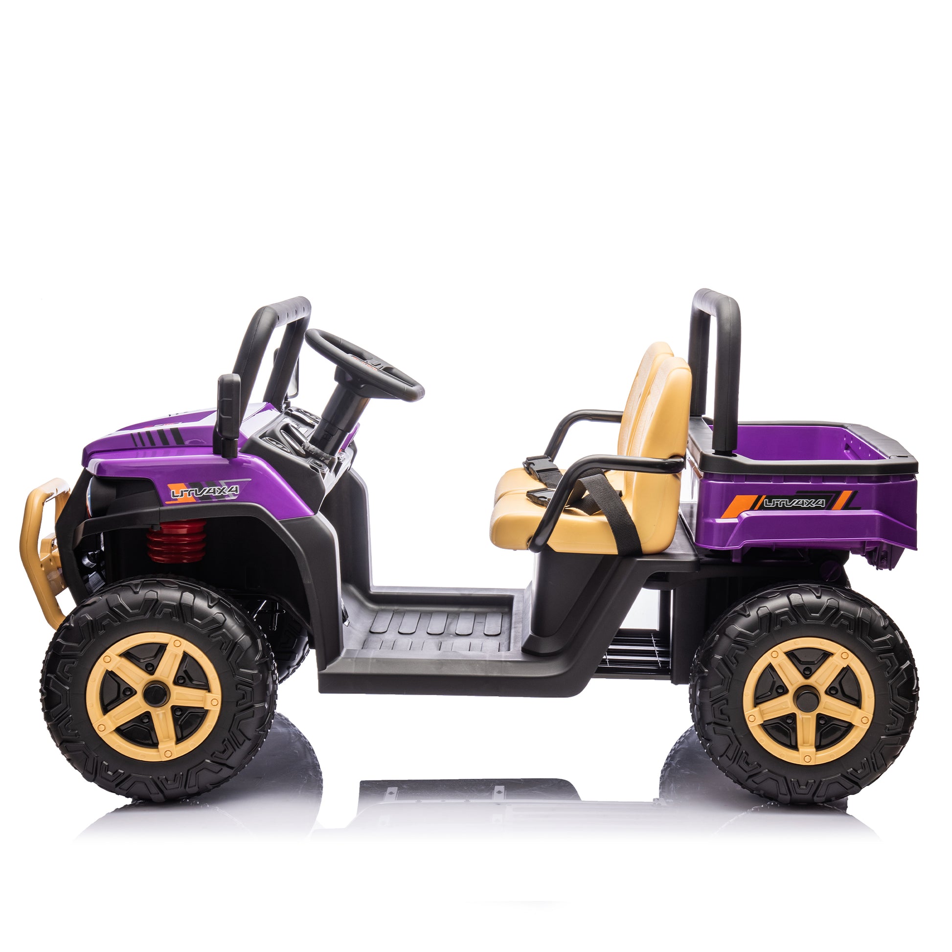 24V Xxxl Kids Ride On Utv W Parents Remote Control,Two Seater,Automatic Tipping Bucket,Rear Wheel Suspension,Slow Start,Portable Handle,Safety Belt,Led Light,Usb,Mp3,Bluetooth,Horn For Kids Aged 3 8. Purple 50 99 Lbs Polypropylene