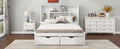 Full Size Platform Bed With Storage Headboard And 2 Drawers, White Box Spring Not Required Full White Wood Bedroom Bed Frame Solid Wood Mdf