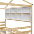 Full House Bed With Roof Frame, Bedside Shelves, Under Bed Storage Unit,Natural Full Natural American Design Pine