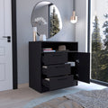 Omaha Dresser Multi Storage Compact Unit With Spacious 3 Drawers And Cabinet Black Primary Living Space Modern Particle Board