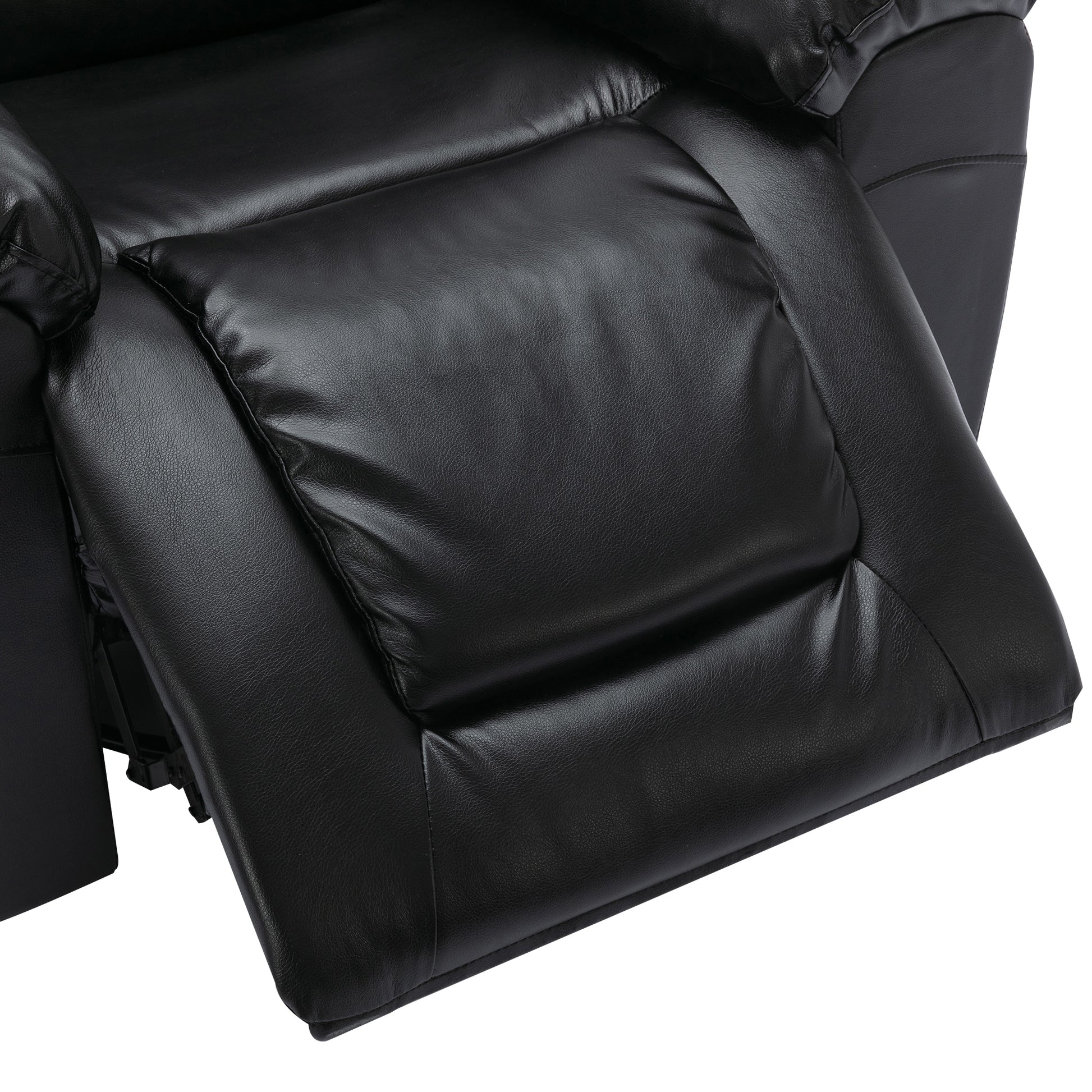 3 Seater Home Theater Recliner Manual Recliner Chair With Two Built In Cup Holders For Living Room,Bedroom, Black Old Sku:Pp302955Aab Black Foam Pu