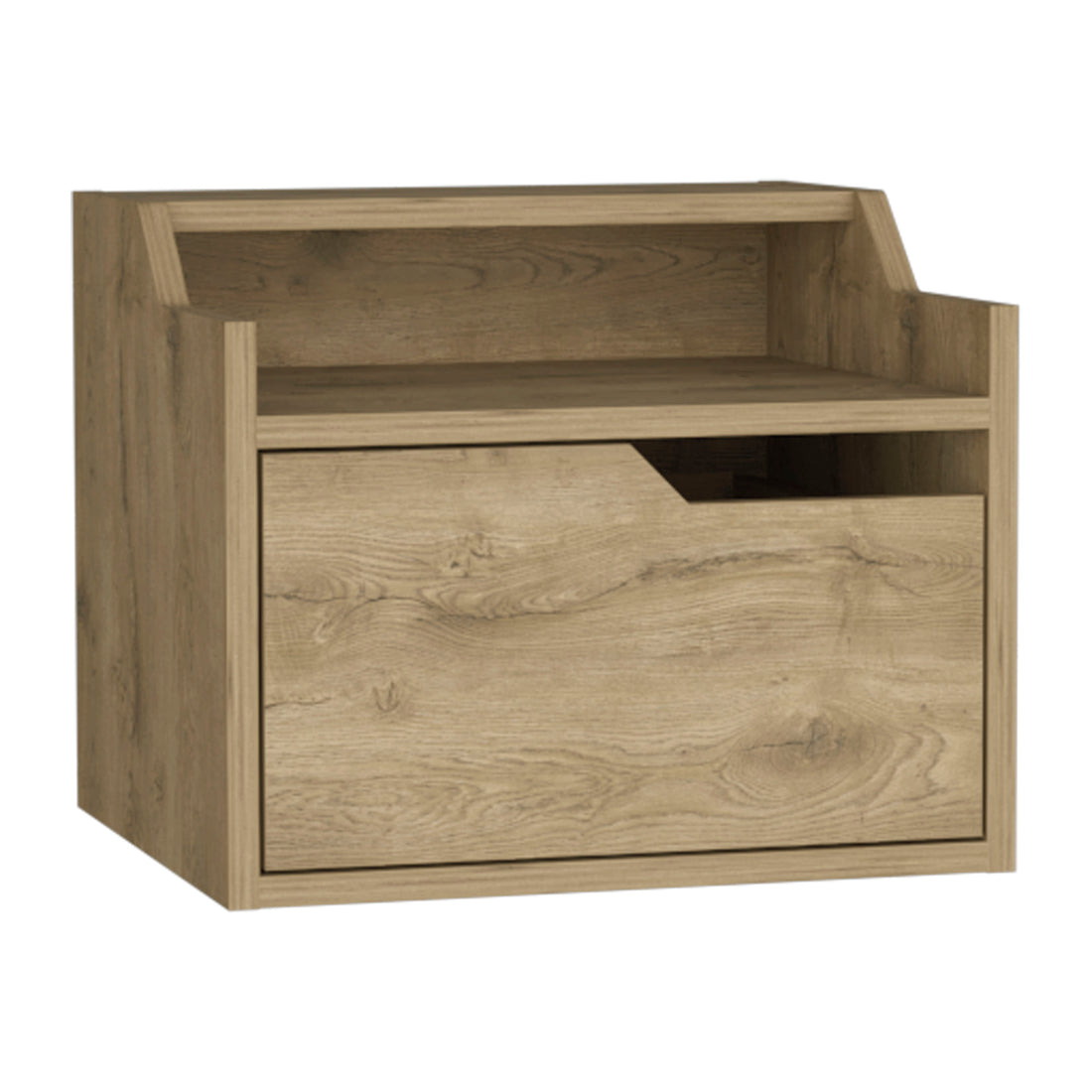 Florence Floating Nightstand With Drawer And Dual Shelf Display Beige 1 Drawer Bedroom Rectangle Modern Shelf Mdf Engineered Wood