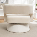 Swivel Barrel Chair, Velvet Accent Armchair 360 Degree Swivel Club Chair For Living Room Bedroom Reception Room White Foam Velvet